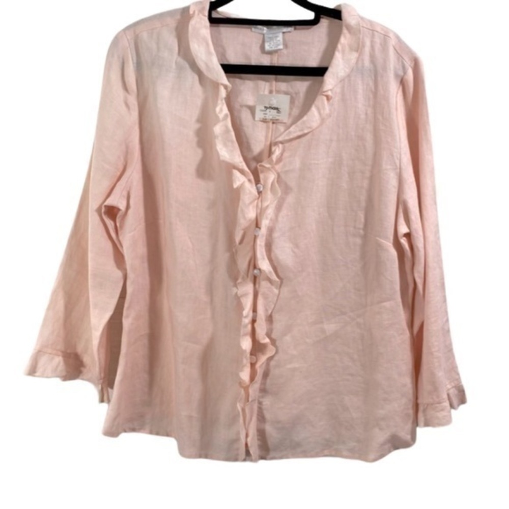 NWT Sarah Spencer linen button women’s top Size 12